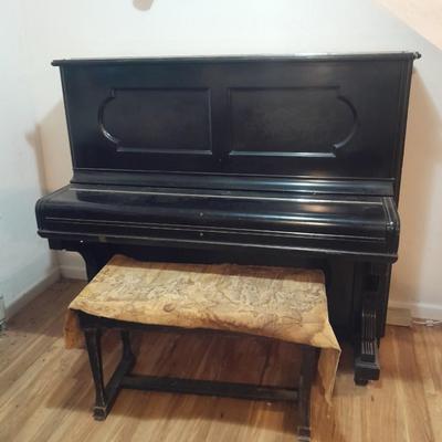 Antique Steinway & Sons, New York, Ebonized Wood Upright Piano, 1876