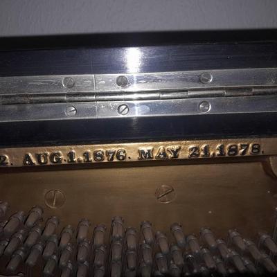 Antique Steinway & Sons, New York, Ebonized Wood Upright Piano, 1876