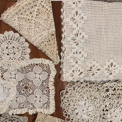 Variety of Crochet Table Runners, Doilies, etc.