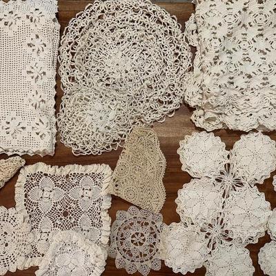 Variety of Crochet Table Runners, Doilies, etc.