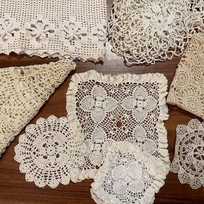 Variety of Crochet Table Runners, Doilies, etc.