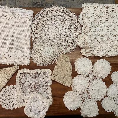 Variety of Crochet Table Runners, Doilies, etc.
