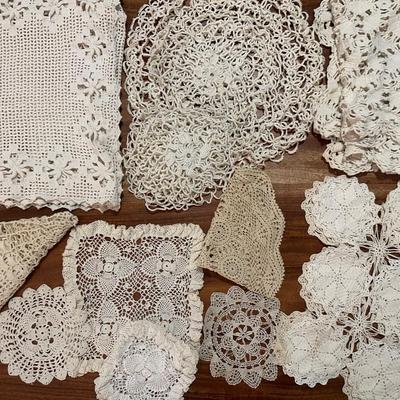 Variety of Crochet Table Runners, Doilies, etc.