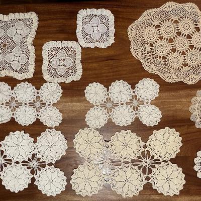 Variety of Crochet Table Runners, Doilies, etc.