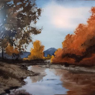 Mary Weiss Signed original Autumn watercolor