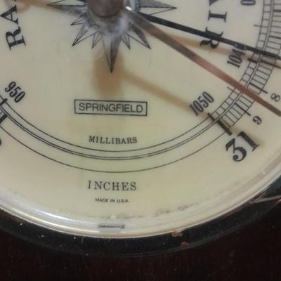 Vintage wood framed wall mount Springfield Barometer