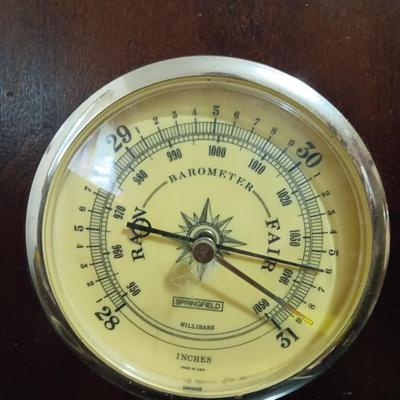 Vintage wood framed wall mount Springfield Barometer