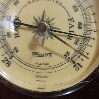 Vintage wood framed wall mount Springfield Barometer