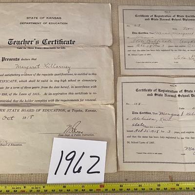 1918 Teachers Certificate