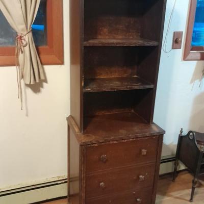 Antique solid wood Cupboard with bookshelf