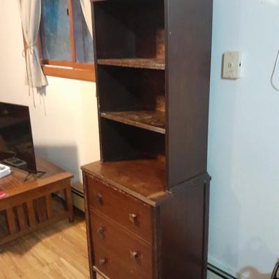 Antique solid wood Cupboard with bookshelf