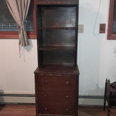 Antique solid wood Cupboard with bookshelf