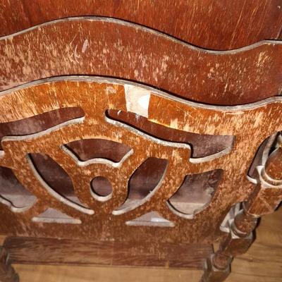 Antique solid wood Mid Century wooden magazine rack