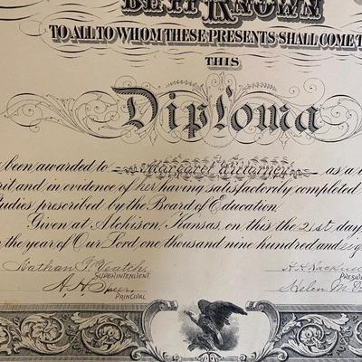 1908 Atchison High School Diploma