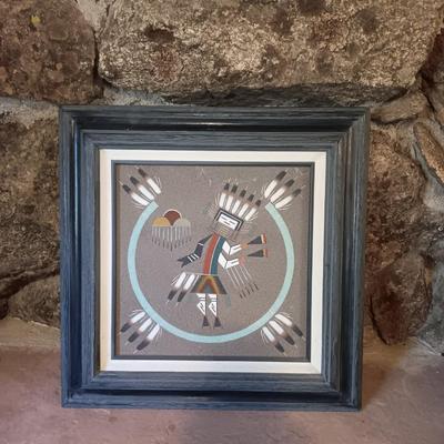 Signed and framed Navajo Sandpainting Rainbow Ye! Begg