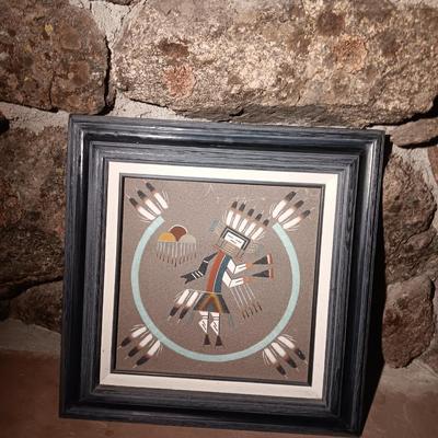 Signed and framed Navajo Sandpainting Rainbow Ye! Begg