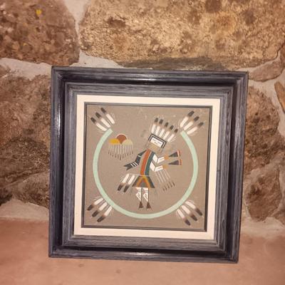 Signed and framed Navajo Sandpainting Rainbow Ye! Begg