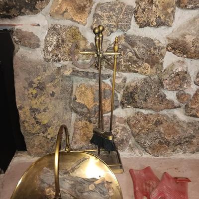 Fireplace tools with wood holder