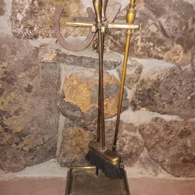 Fireplace tools with wood holder