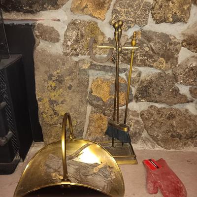 Fireplace tools with wood holder