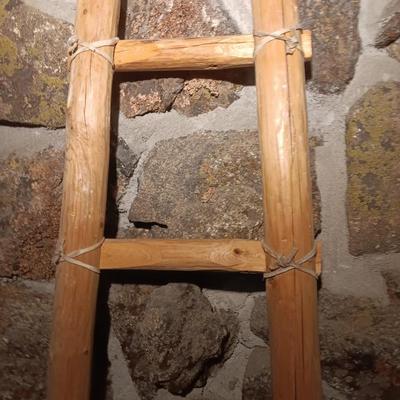 48" Vintage Native American Wooden Southwest Santa Fe Kiva style Ladder Rustic rug / blanket ladder