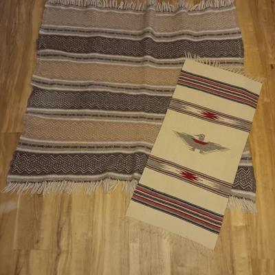 Two woven wall rugs / table runners