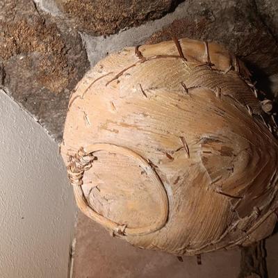 Vintage American Indian homemade large and small basket Bark / lite wood with antler and more