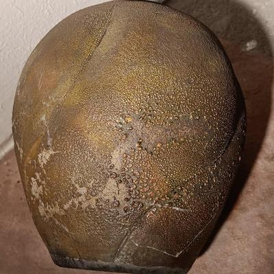Vintage pottery vase moon jar shaped Signed on base.