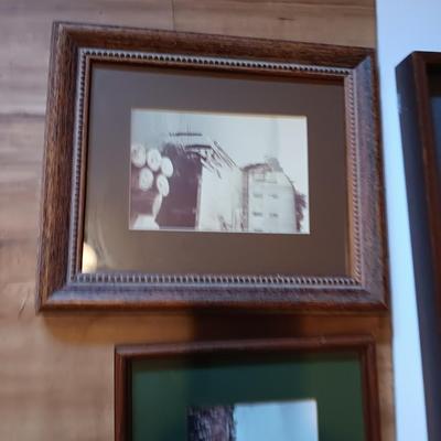 Three framed photographs one of fort Collins, Colorado skyline