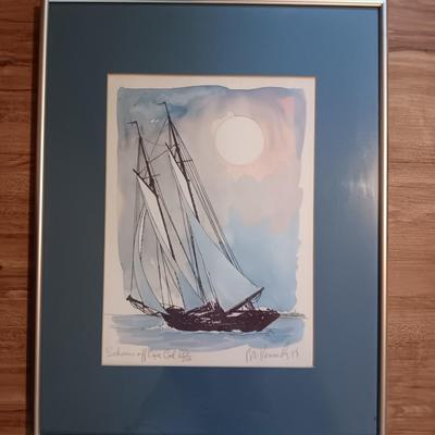 R.E. KENNEDY Signed and numbered limited edition print " Schooner off Cape Cod 258/500