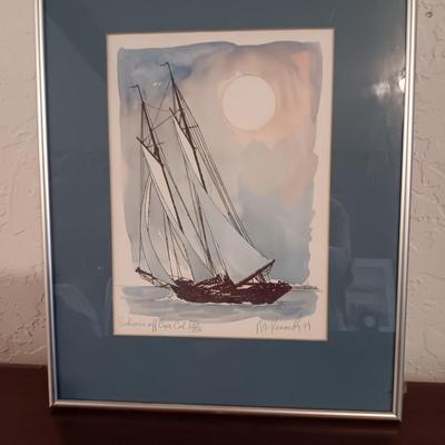 R.E. KENNEDY Signed and numbered limited edition print " Schooner off Cape Cod 258/500