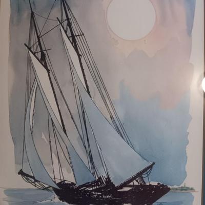 R.E. KENNEDY Signed and numbered limited edition print " Schooner off Cape Cod 258/500