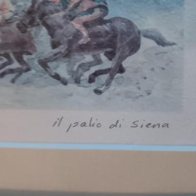 Signed Sowdar framed picture of Italian Horse race Il Palio di Siena