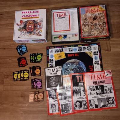 Two boardgames Rules of the Game and a vintage TIME the game Complete