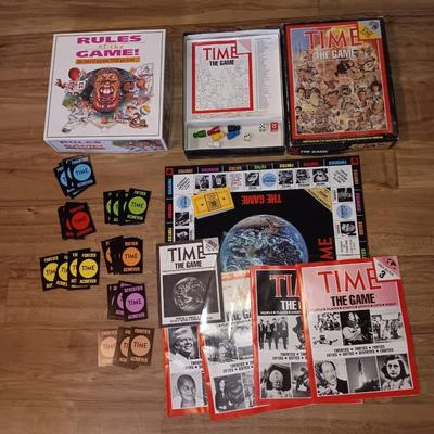 Two boardgames Rules of the Game and a vintage TIME the game Complete