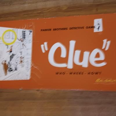 Parker Brothers board games Vintage ORANGE 1956 BOX CLUE COMPLETE with Monopoly game