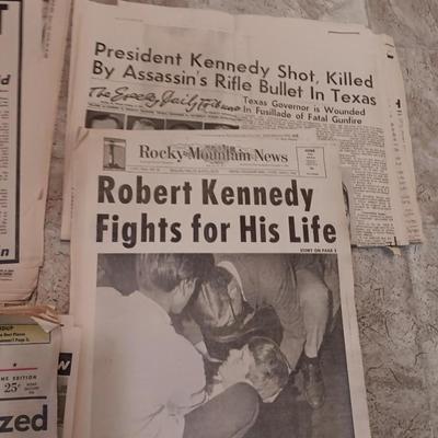 Robert Kennedy assassination Newspapers President is Slain - Robert Kennedy Fights for his life