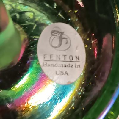 Beautiful Opalescent Moonstone dish with FENTON marked and Kristal Zajedar marked ring holders