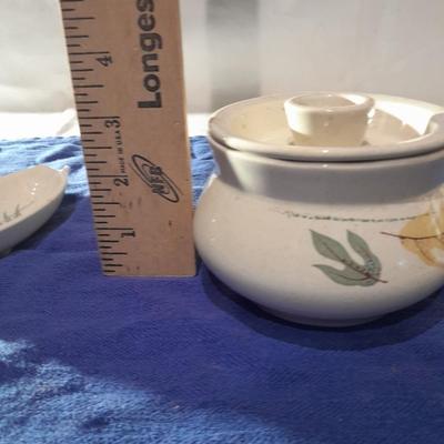Vintage Franciscan Earthenware Autumn Leaves Serving pieces salt & pepper cream& sugar and spoon rests