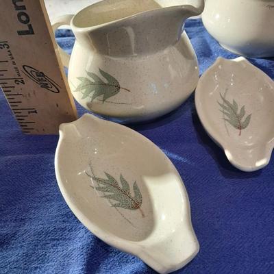 Vintage Franciscan Earthenware Autumn Leaves Serving pieces salt & pepper cream& sugar and spoon rests