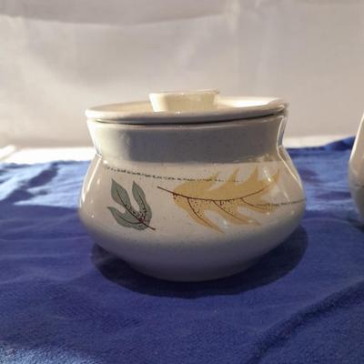 Vintage Franciscan Earthenware Autumn Leaves Serving pieces salt & pepper cream& sugar and spoon rests