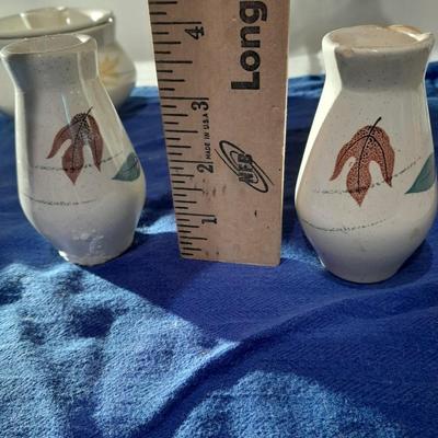 Vintage Franciscan Earthenware Autumn Leaves Serving pieces salt & pepper cream& sugar and spoon rests