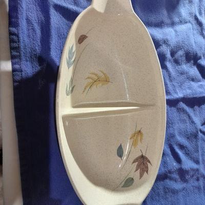 Vintage Franciscan Earthenware Autumn Leaves Divided dishes and large platter
