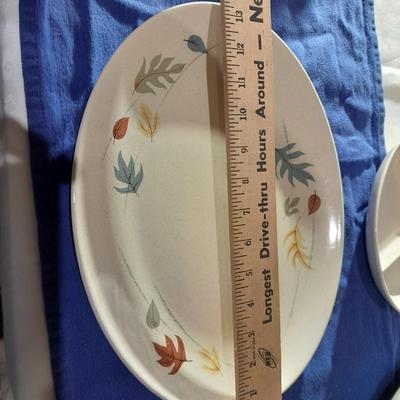 Vintage Franciscan Earthenware Autumn Leaves Divided dishes and large platter