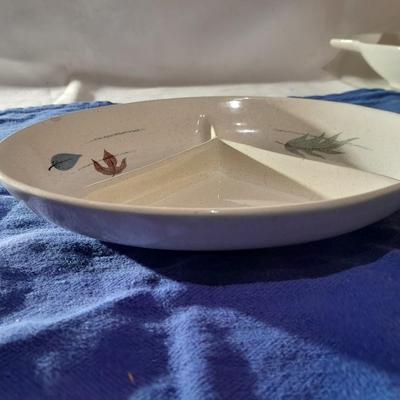 Vintage Franciscan Earthenware Autumn Leaves Divided dishes and large platter