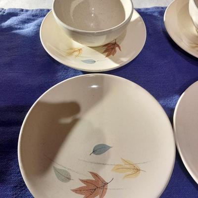 Vintage Franciscan Earthenware Autumn Leaves cups, saucers, and small bowls set of 3 each (2 of )