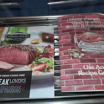 Kitchen Farberware hearth boiler - rotisserie with accessories and steak lover's cookbooks