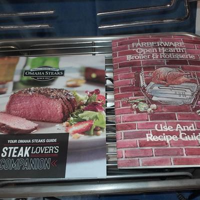 Kitchen Farberware hearth boiler - rotisserie with accessories and steak lover's cookbooks