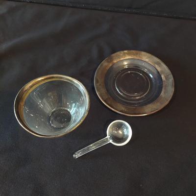 Vintage Silver Rimmed Crystal Serving Dishes (K-BBL)