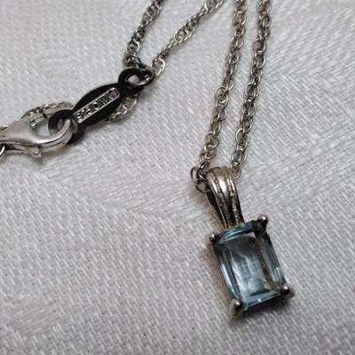 Handcrafted Aquamarine Orfevrerie Wiskemann Pendant 18" 925 Necklace